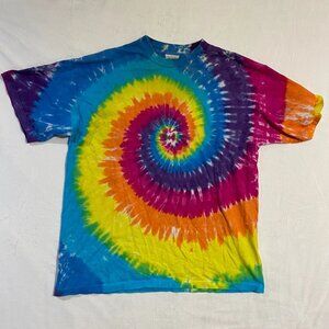 Summit Heavy Weight Men's T-Shirt XL Vintage Rainbow Spiral Tie-Dye Cotton